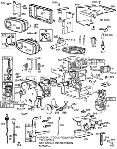 Cyl,crankcase,piston,muffler Diagram and Parts List for 253417-0133-XX  Briggs and Stratton Engine